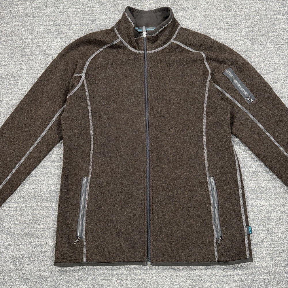 Kuhl Jacket Men Large Brown Full Zip Fleece Alfpaca Outdoor Camp Hike Nature